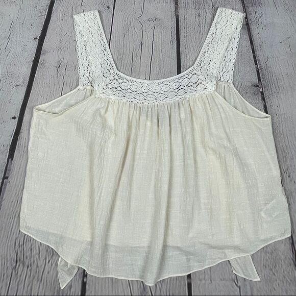 MADEWELL lightweight cotton blend beige crochet tie-back tank top, size XL - Picture 10 of 16